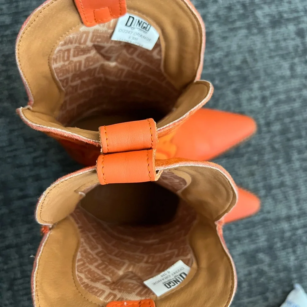 Dingo Tipsy Bootie Women’s Orange Western-Style High Heel Boots - Picture 3 of 7